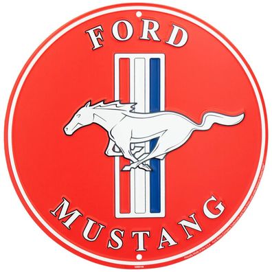 Ford Mustang red US Schild rund - 12 inch / ca. 30 cm Durchmesser