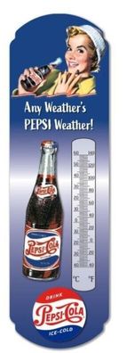 XXL Blech Thermometer Pepsi Cola any weather's Pepsi Weather ca. 43 x 12 cm