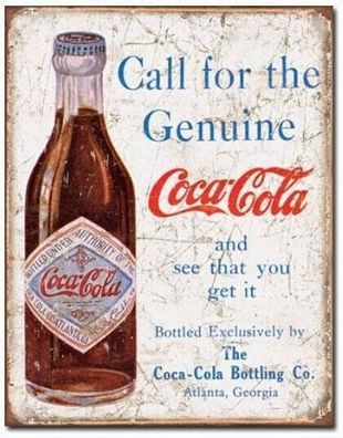 US Blechschild Coca-Cola: COKE call for the Genuine 40 x 31 cm (Gr. 40x30 cm)