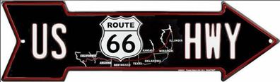 US Schild Pfeil US Route 66 Highway Metal Arrow - 50 x 12 cm