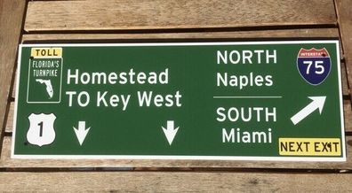 US Strassenschild Key West Naples Miami Florida 33 x 12 cm - Highway 1