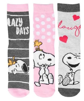 Snoopy Socken Strümpfe 3er Pack 35-42 59% Baumwolle39%Polyamid2%Elastan