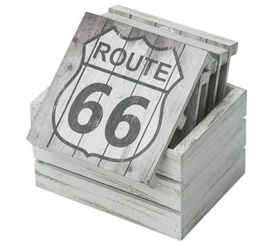 Route 66 Holz Untersetzer Set - 6 St. in Palettenform