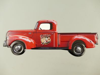 RED TRUCK - Pickup Truck Longboard 54X21 CM cooles Metallschild (Gr. 54x21)