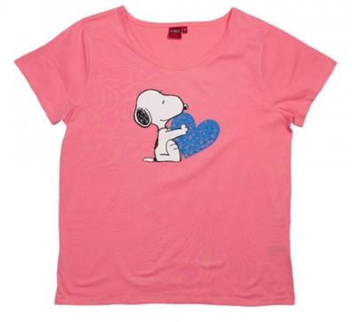 Peanuts Snoopy pink Damen T-Shirt - Snoopy - Hearts - Herzen 100% Baumwolle