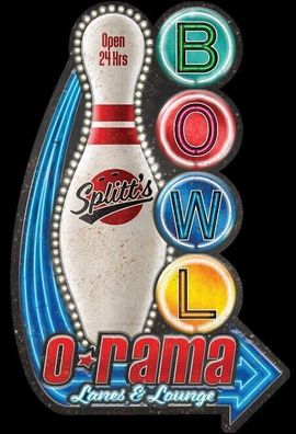 US Aluschild Bowl O Rama Bowling ca. 18x27 cm diecut Design (Gr. 20x30 cm)