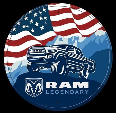 Dodge RAM Legendary - US Schild rund - 12 inch / ca. 30 cm Durchmesser RAM 1500