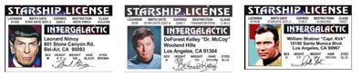 Starship License Raumschiff Enterprise ID-Card Spock McCoy Cpt. Kirk Star Trek