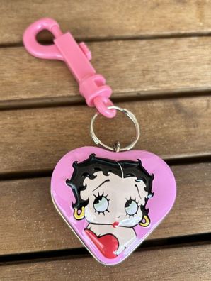 BETTY BOOP Schlüsselanhänger mit Herz Dose in pink - Karabiner