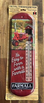 International Harvester Mc Cormick - Farmall Blech Thermometer 12x43 cm