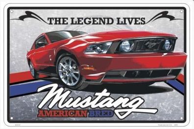 USA Blechschild Mustang American Bred - the Legend lives - 30x45 cm (Gr. 30 x 45 cm)