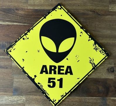 Cooles Schild: Alien Area 51 - Roswell 24x24 cm shabby Style