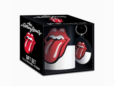 Rolling Stones Tasse+Schlüsselanhänger Tongue / Zunge Keramik Geschenkset