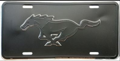 US Nummernschild Ford Mustang Pony Outline Black License Plate