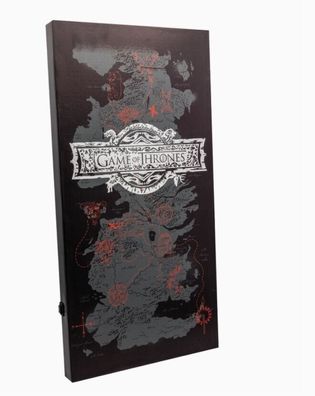 Game of Thrones Landkarte Westeros Leinwandbild mit LED - 40 x 20 x 3 cm