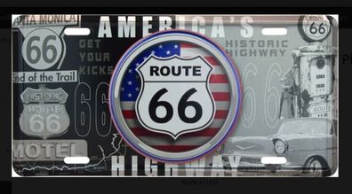 US Nummernschild USA Route 66 Bullseye - End of the trail Historic Highway