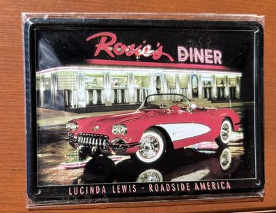 Corvette C1 Blechschild 11 x 8 cm -Rosies DINER - Roadside America - Lucinda Lew