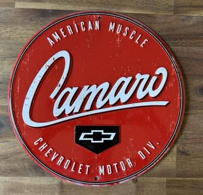 Chevrolet Camaro America Muscle Chevy US Schild rund ca. 30 cm Durchmesser