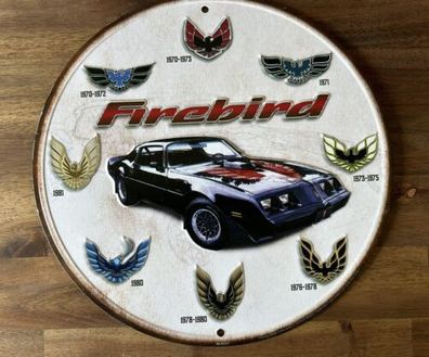 Pontiac Firebird Logo History US Schild rund ca. 30 cm Durchmesser Trans AM