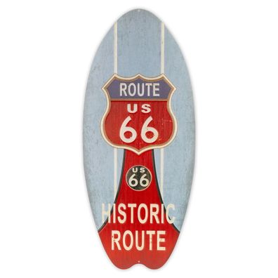 Blechschild im Surf Design ca 53x23 cm Historic Route US 66 motivgeprägt