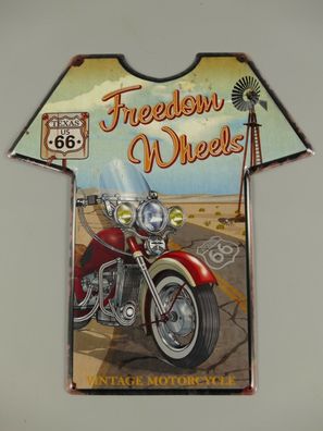 T-Shirt Schild USA Highway - Route 66 Bike Motorrad 41x37 cm - tolle Deko !