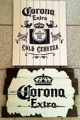 2 Holzschilder Corona Extra 30x37 cm ovp Corona Beer Bier Las cerveza mas fina