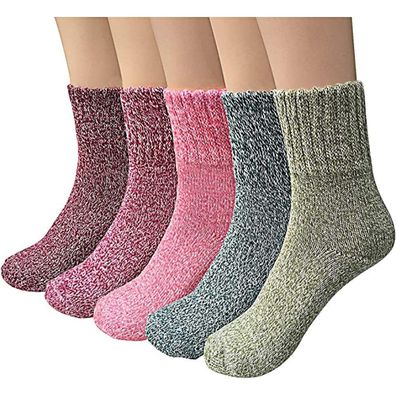 Thermosocken Damen 5 Paar Dicke Socken Damen Wintersocken Warme Socken