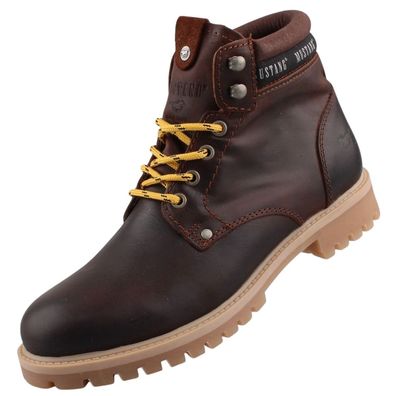 Mustang Herren Leder Stiefel Dunkelbraun