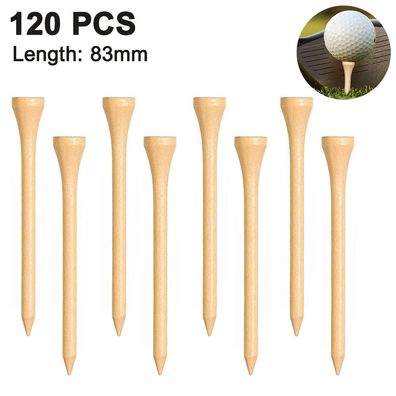 Golf Tees Bambus Set, 120 Stéck, Holzfarbe, 83 mm