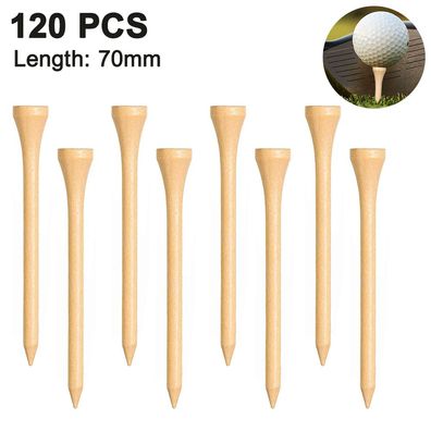 Golf Tees Bambus Set, 120 Stéck, Holzfarbe, 70 mm