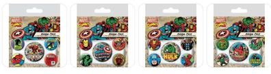 Marvel Comics Anstecker Buttons 5er-Pack. Iron Man Hulk Spider-Man Cpt. America