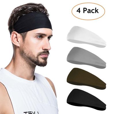 Dehnbares Herren-Stirnband im 4er-Pack â€? feuchtigkeitsableitend