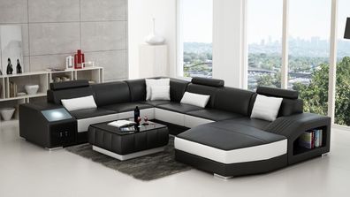 Eckgarnitur Leder Sofa Wohnzimmer Polsterecke Sitzgarnituren Wohnlandschaft + USB