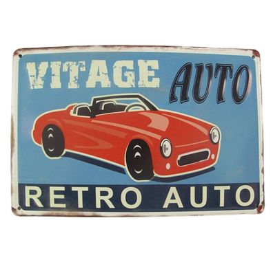Blechschild Reklameschild Vintage Car Retro Auto Werkstatt Wandschild 20x30 cm