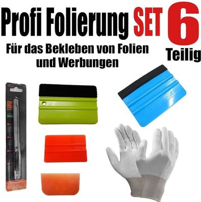 6 Teilige profi Folierung für Beklebung von Folien und Werbungen - Rakel Set