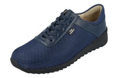 FINN Comfort Cerritos Damen Halbschuhe Schnürschuhe blau denim Mesh Glattleder