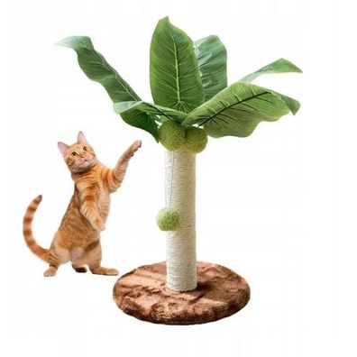 QLS Kratzbaum für Katzen 52 cm Palme Sisalseil mit interaktivem Ball Grün Braun 10973