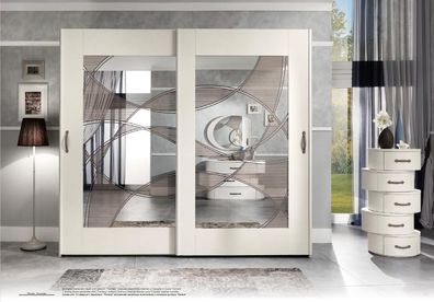 Luxus Kleiderschrank mit Schwebetüren Schlafzimmer Schrank Schränke Holz Modern