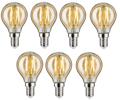 7x Paulmann LED Tropfen Vintage gold E14 2W = 17W warmweiß EEK: (Spektrum A-G)