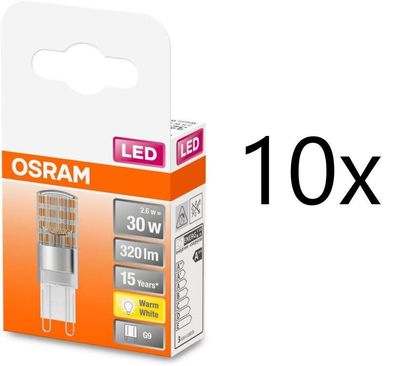 10x OSRAM LED PIN 30 G9 2,6W = 30W warmweiß 2700K 320lm EEK: (Spektrum A-G)