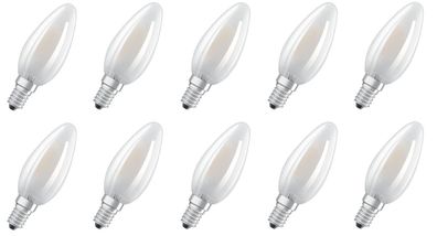 10x OSRAM LED Star B40 Kerze matt E14 4W = 40W warmweiß EEK: (Spektrum A-G)