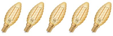 5x Osram LED Vintage 1906 gedrehte Kerze 2,5W = 22W E14 EEK: (Spektrum A-G)