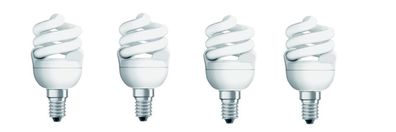 4x Osram DULUX E14 Micro Twist 12W = 60W Energiesparlampe EEK: (Spektrum A-G)