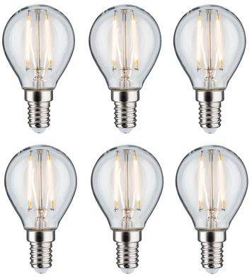 6x Paulmann LED Tropfen Filament E14 warmweiß 2W=25W klar 250lm EEK: (Spekt. A-G)