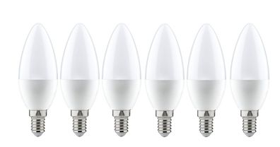 6x Paulmann LED Kerze E14 warmweiß 5,5W = 40W 470lm EEK: (Spektrum A-G)