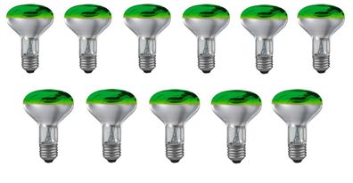 11x Paulmann E27 Reflektor 60W grün green 80° DECO 250.63 EEK: (Spektrum A-G)