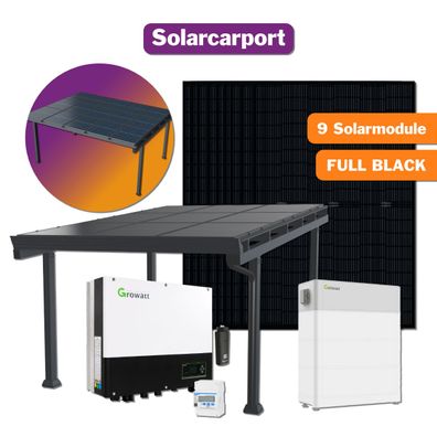 Solar Carport Einzelcarport Komplettset mit Growatt