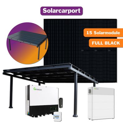 Solar Carport Doppelcarport Komplettset mit Growatt