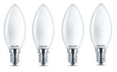 4x Philips LED Kerze E14 470lm 4,3W = 40W 2700K warmweiß EEK: (Spektrum A-G)