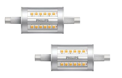 2x Philips LED R7s Stab Röhre 7,5W = 6W 78mm 950lm 3000K EEK: (Spektrum A-G)